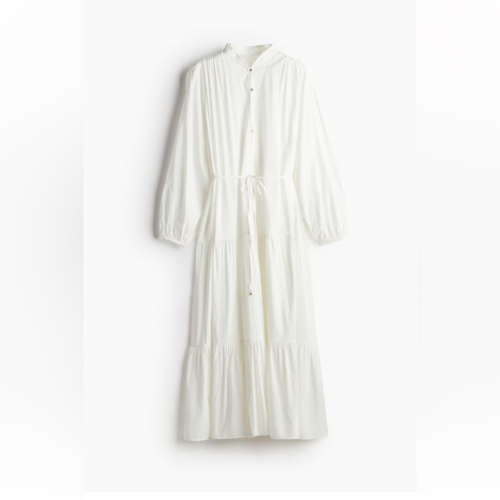 H & M Tiered White Maxi Dress
